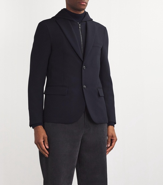 Detachable-Insert Hooded Blazer