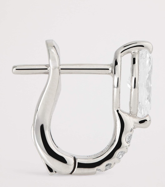 White Gold and Diamond Huggie Earrings