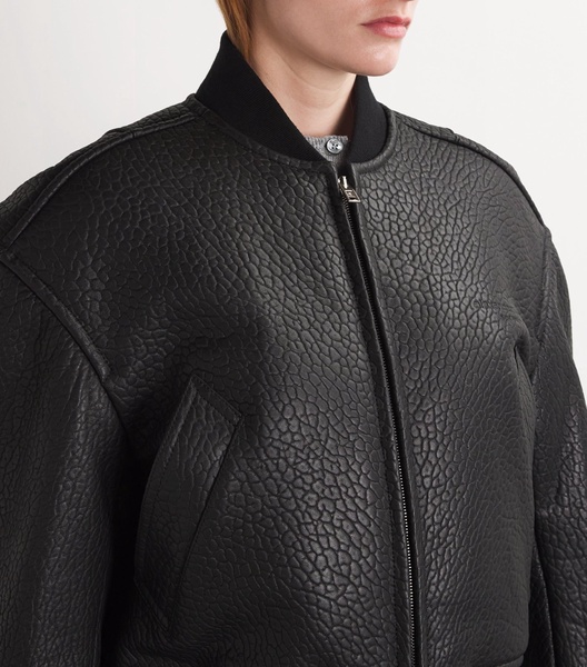 Lambskin Cropped Bomber Jacket