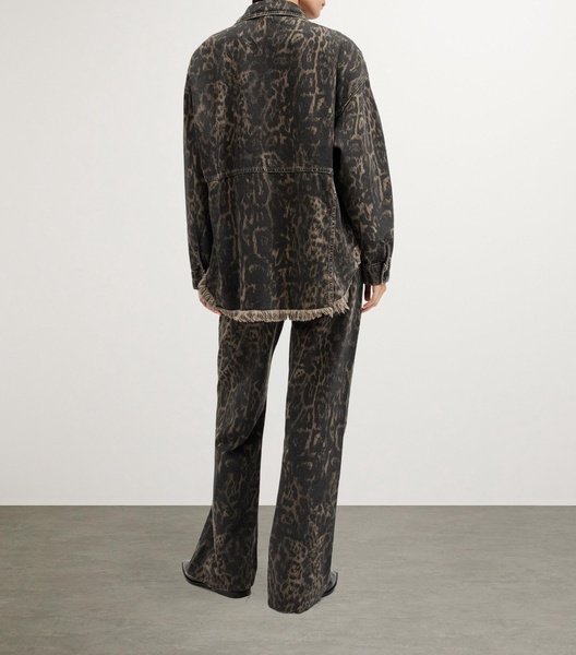 Organic Cotton-Blend Leopard Print Jeans