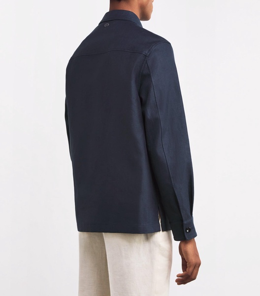 Linen Concealed-Placket Overshirt