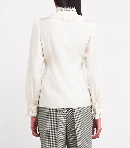 Silk Lace-Trim Blouse