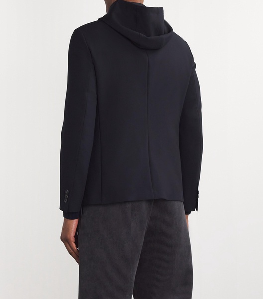 Detachable-Insert Hooded Blazer