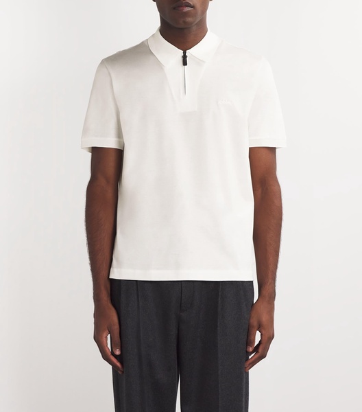 Cotton Zip-Up Polo Shirt