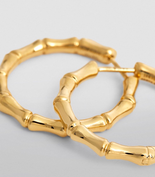 Yellow Gold Bamboo Hoop Earrings
