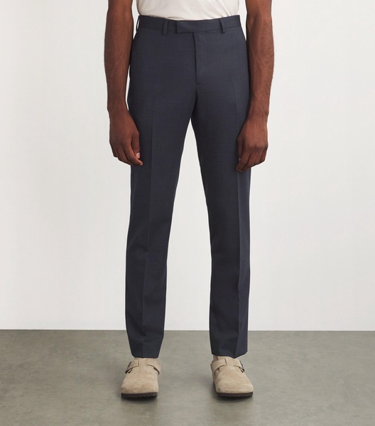Virgin Wool Check Straight Trousers