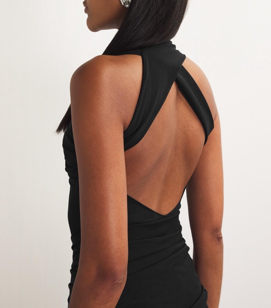 Stretch-Mesh Semi-Sheer Dress