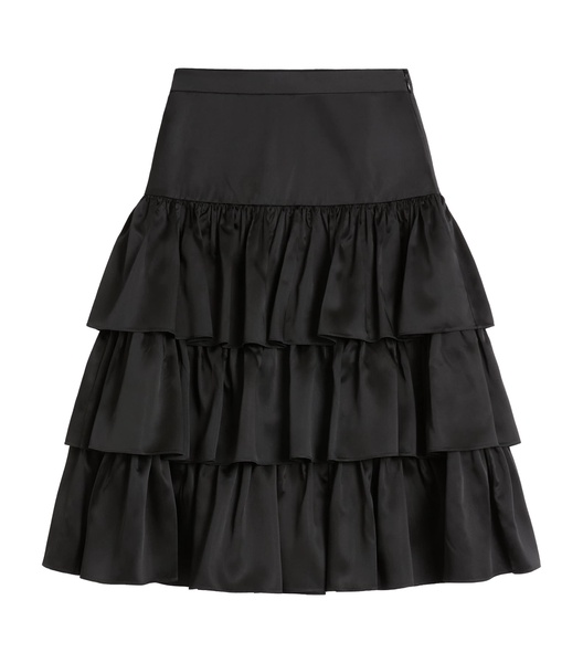Satin Tiered  Midi Skirt