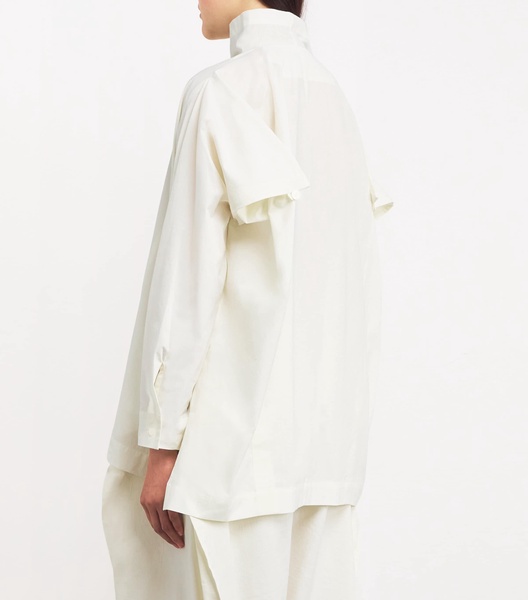 Cotton Button-Shoulder Oversized Shirt