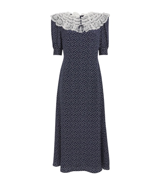 Silk Polka Dot Midi Dress
