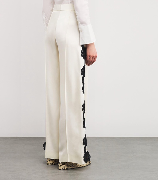Lace-Trim Wide-Leg Trousers