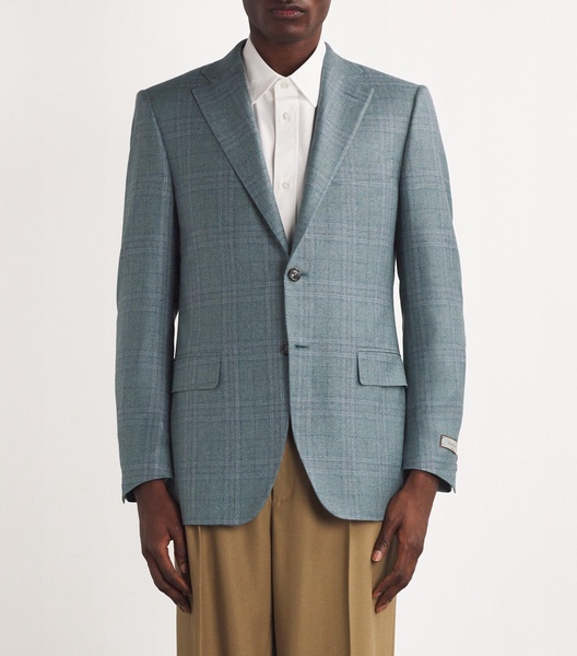 Silk-Cashmere Chequered Blazer