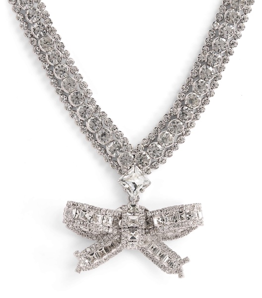 Crystal-Embellished Bow Necklace
