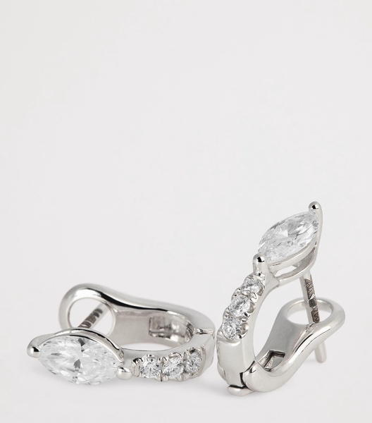 White Gold and Diamond Huggie Earrings