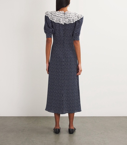 Silk Polka Dot Midi Dress