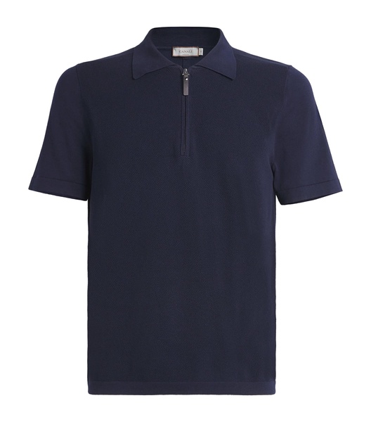 Cotton Zip-Up Polo Shirt
