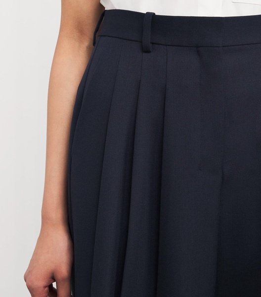 Wool-Blend Pleated Trousers