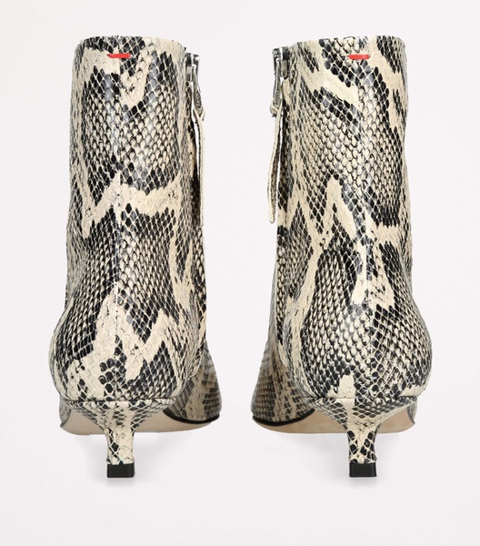 Leather Snake Print Sofia Heeled Boots 35