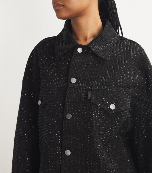 Crystal-Embellished Spencer Denim Jacket