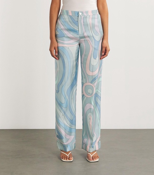 Marmo Print Wide-Leg Trousers