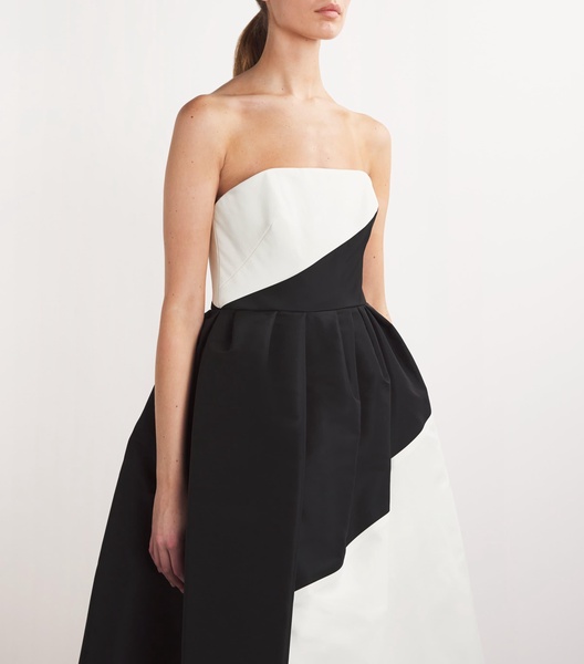 Silk Colour-Block Strapless Gown