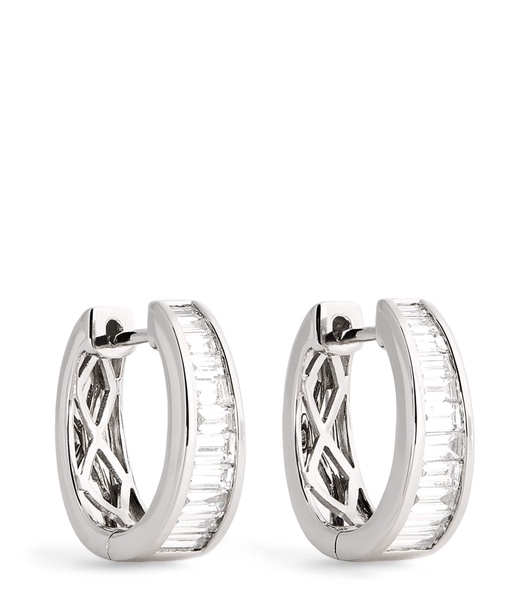 White Gold and Diamond Meryl Huggie Earrings