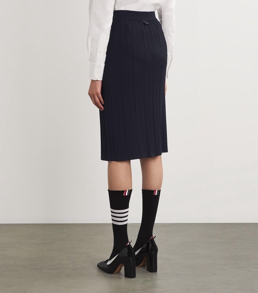 Virgin Wool Plisse Midi Skirt