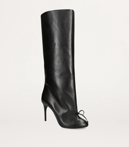 Leather Bow Knee-High Boots 90