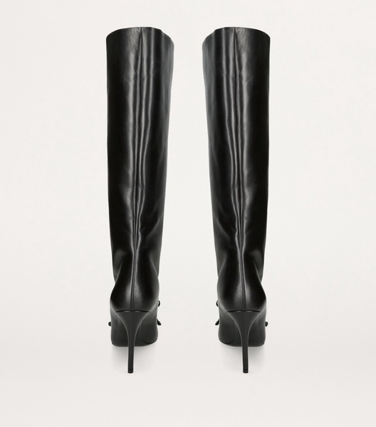 Leather Bow Knee-High Boots 90