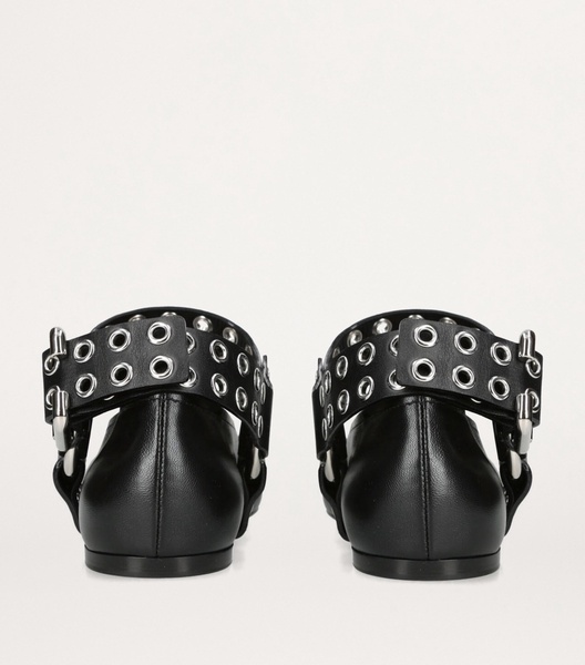 Leather Biker Ballet Flats