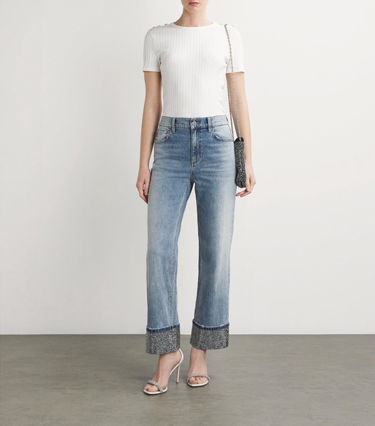 Embellished-Cuff Weezy Jeans