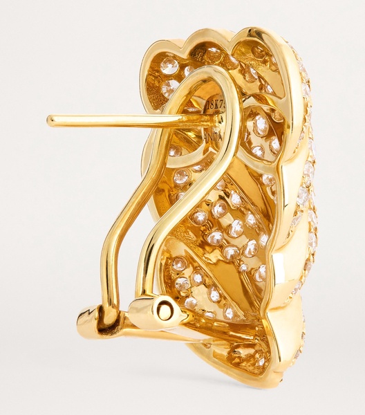 Yellow Gold and Diamond Croissant Earrings