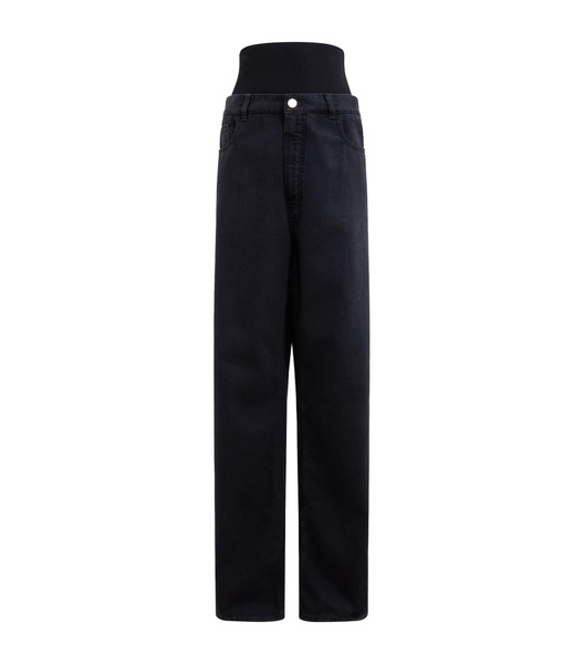 Knitted-Band Straight Jeans