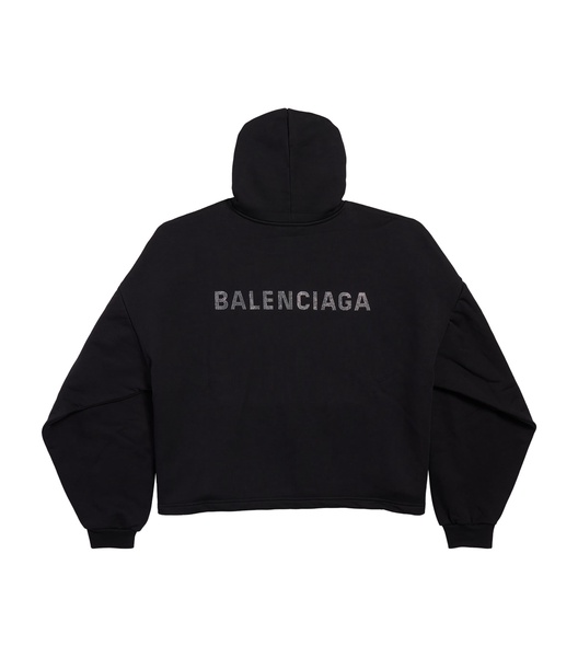 Rhinestone-Logo Cropped Hoodie