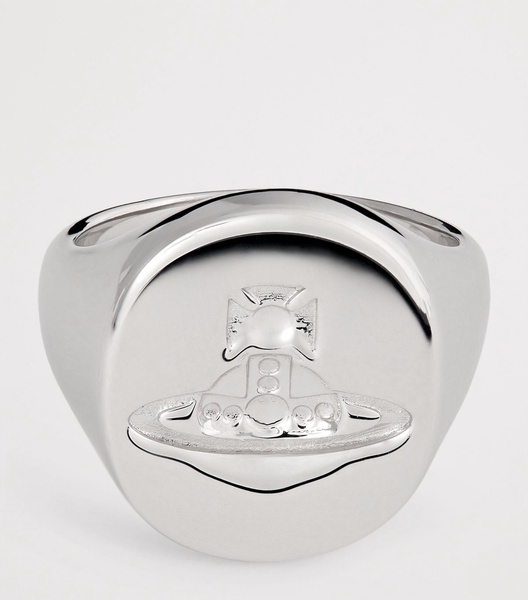 Rhodium-Plated Sterling Silver Orb Signet Ring