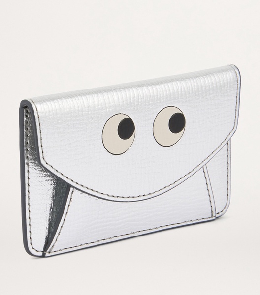 Metallic Leather Eyes Card Holder
