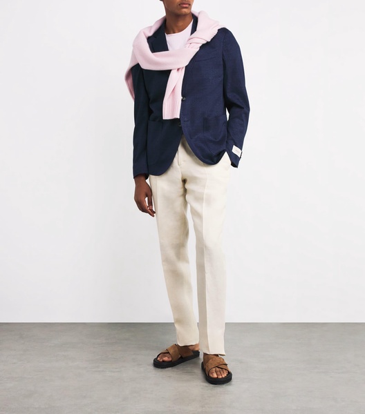 Linen-Cotton Single-Breasted Blazer
