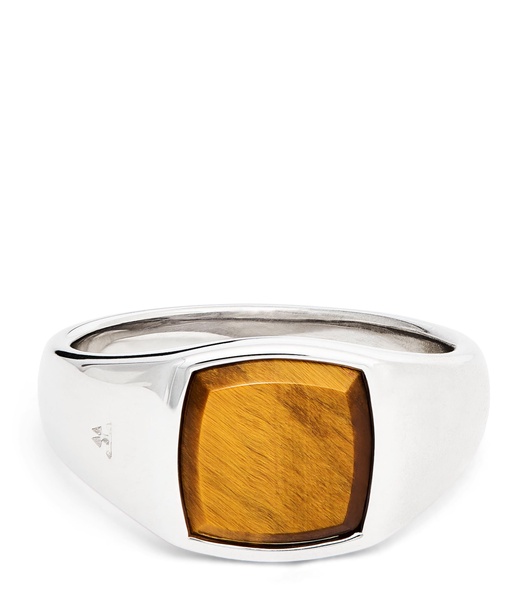 Rhodium-Plated Sterling Silver Kay Tiger Eye Ring