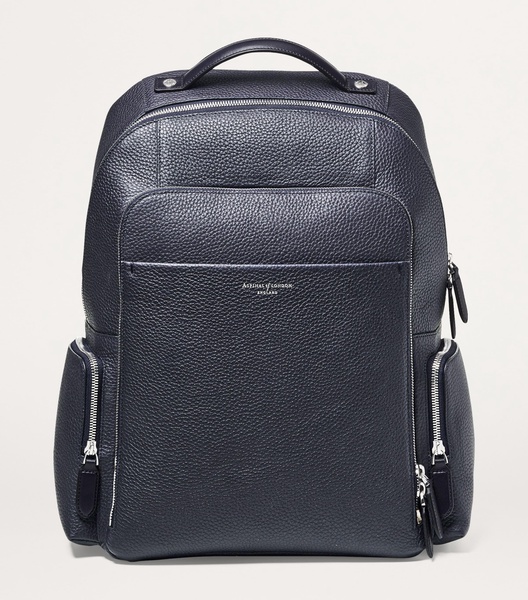 Pebbled Leather Reporter Zipped Backpack