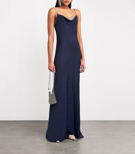 Satin Chain-Detail Maxi Dress