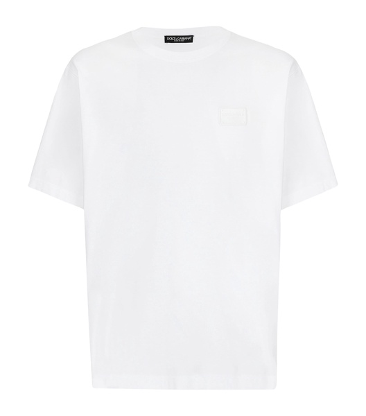 Cotton Leather-Logo T-Shirt