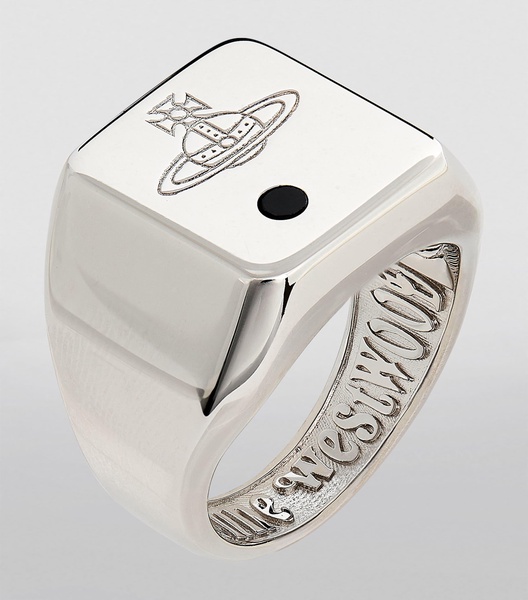 Sterling Silver and Crystal Carlo Orb Signet Ring