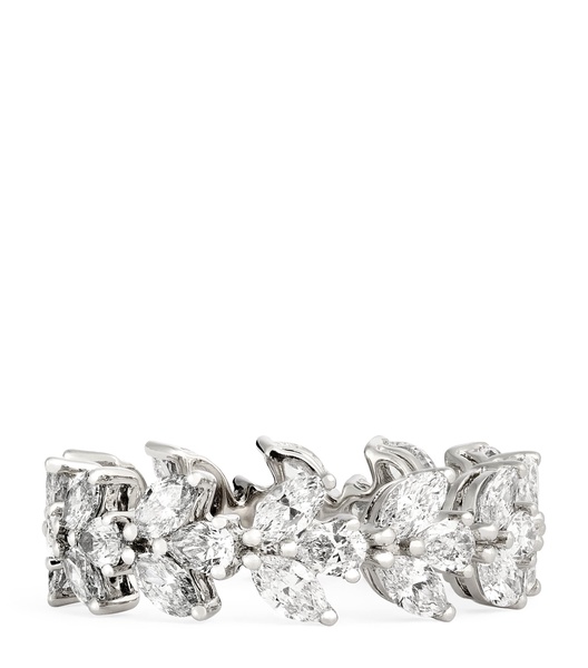 White Gold and Diamond Lotus Ring