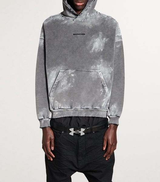 Cotton Distressed Logo Hoodie