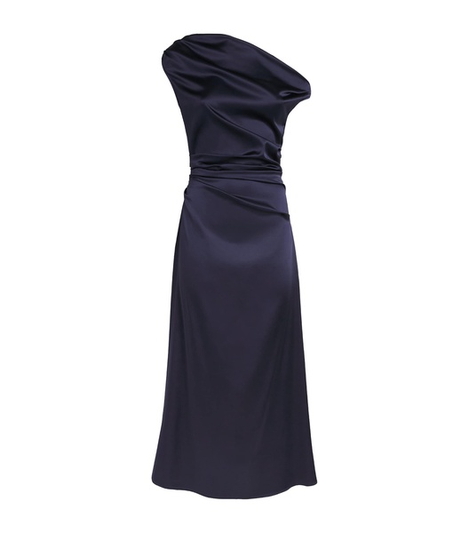 Stretch-Silk Asymmetric Phare Midi Dress