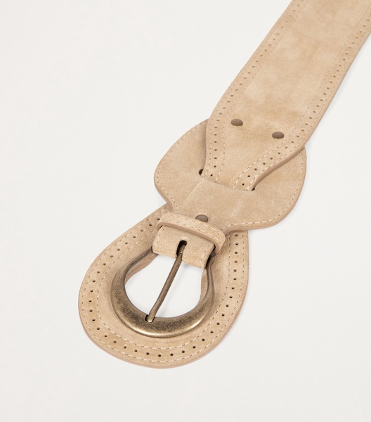 Suede Double-Buckle Belt