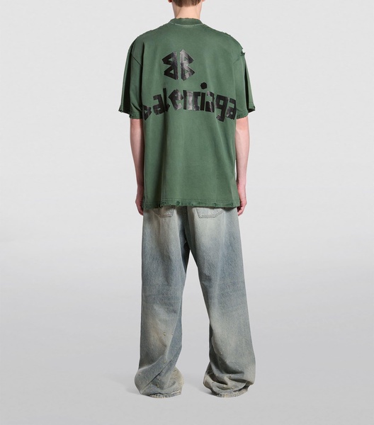 Tape cotton-blend jersey T-shirt