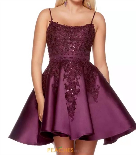 beadwork scoop neckline prom dress in black plum