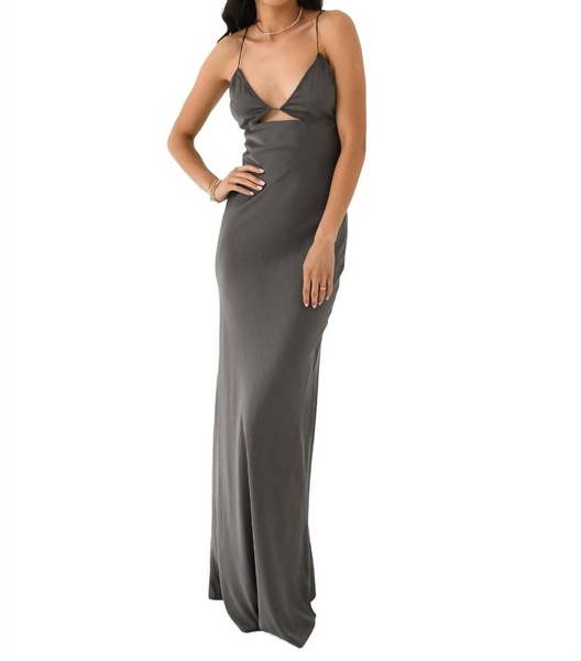 soft silk bra bias slip dress in pewter grey