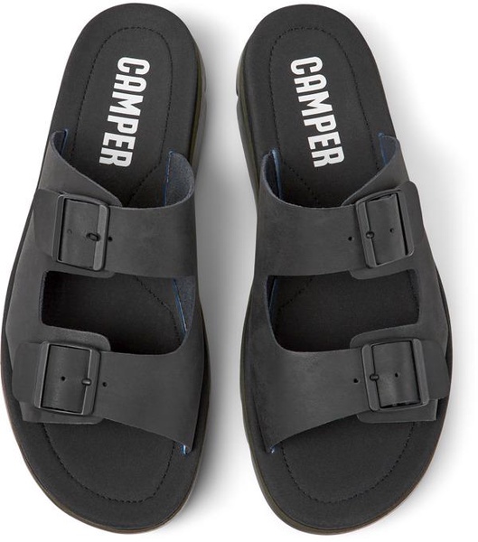 Black Leather Slide for Men